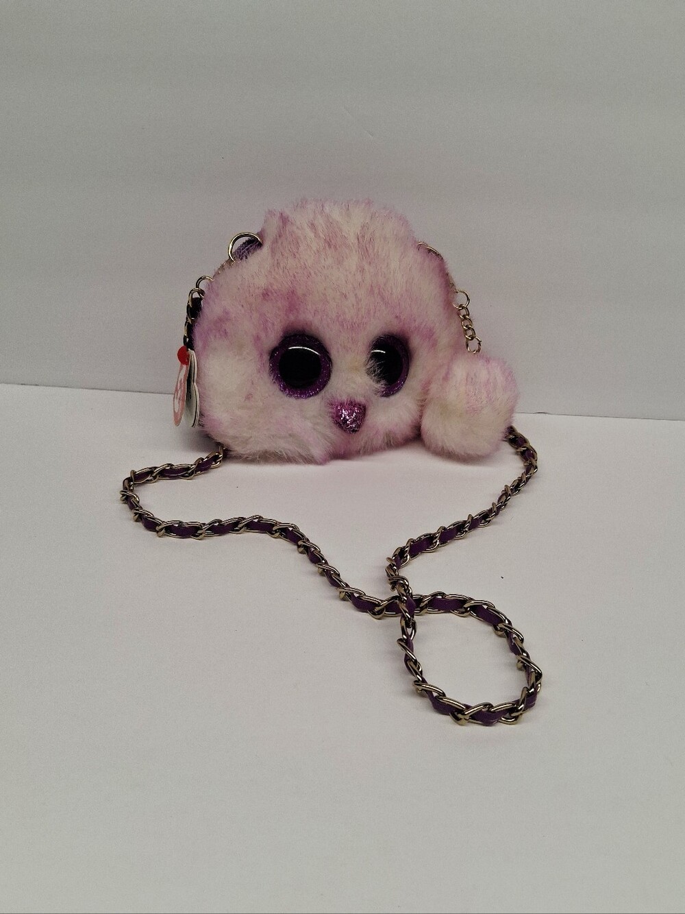 TY Fashion 2021 Kenya the Ostrich Plush Purple White Mini Crossbody Purse NWT